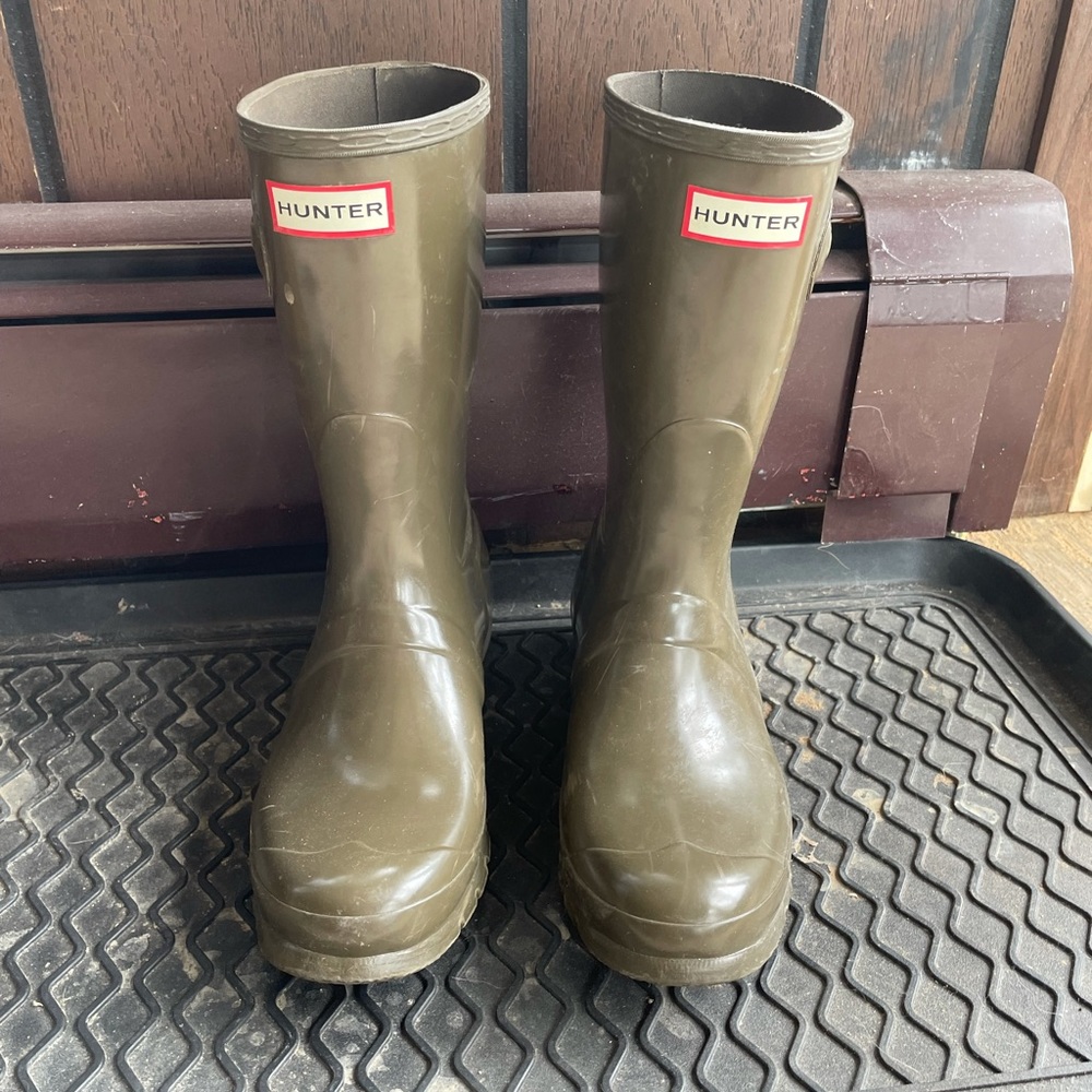 Olive green hunter rain boots